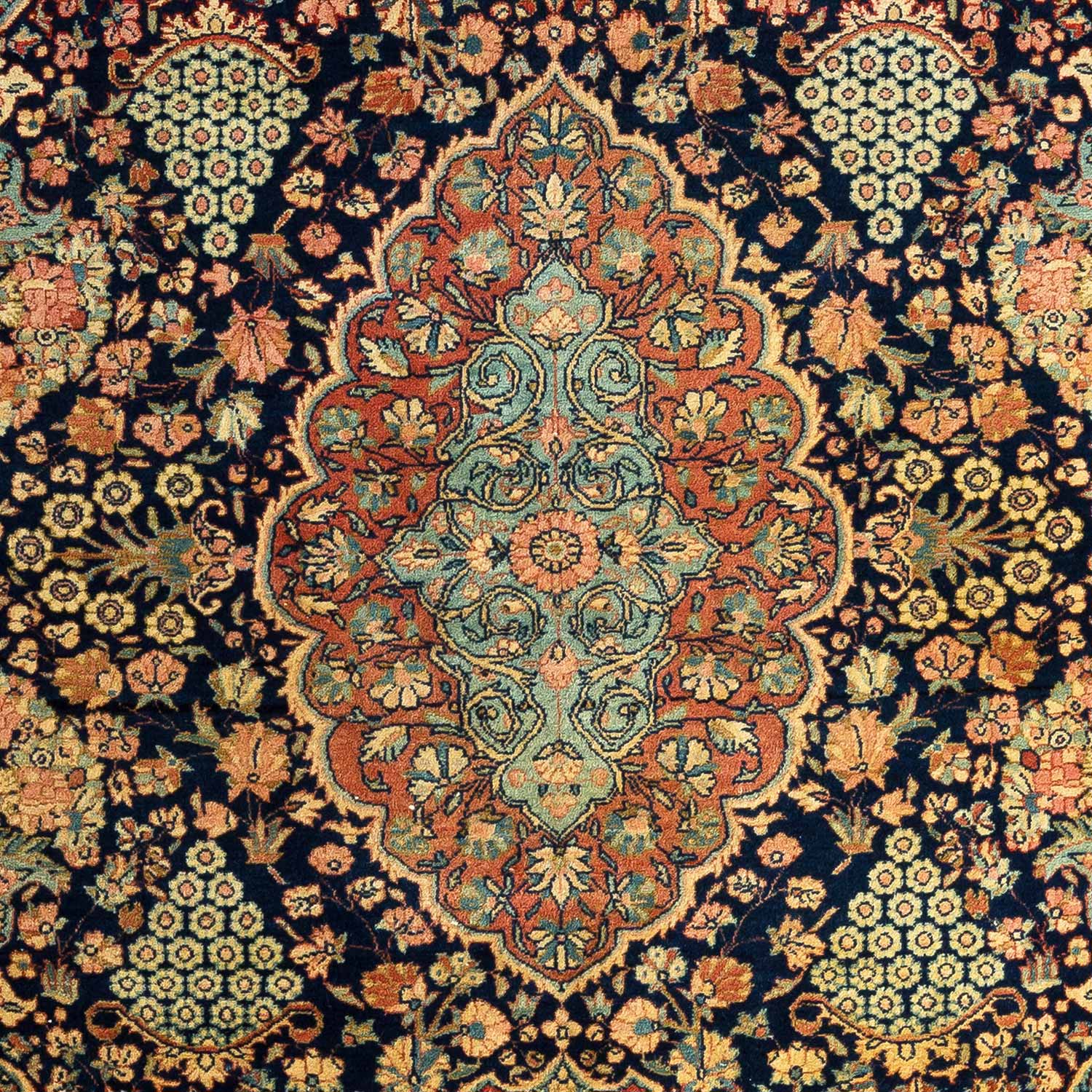 4.5' x 6.10' - Antique Persian #105 Kashan Navy Rug - Image 3