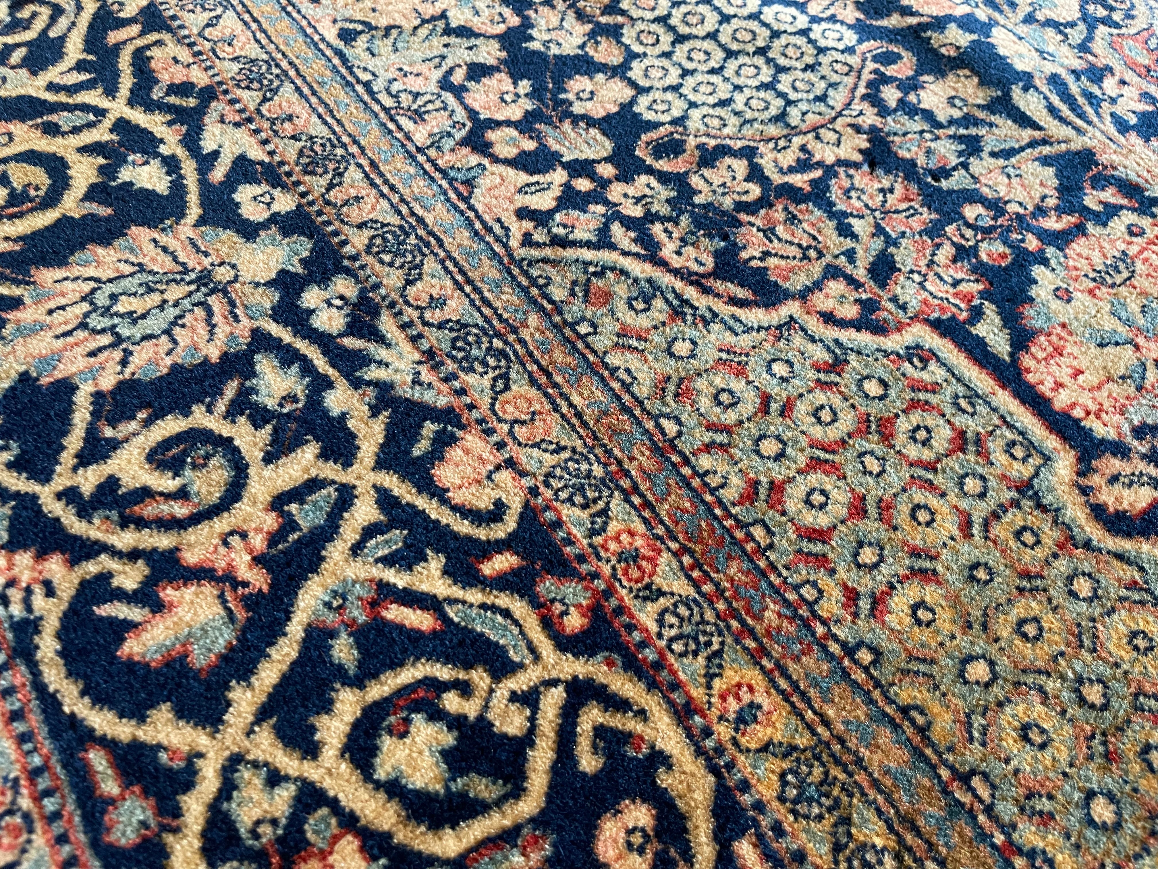 4.5' x 6.10' - Antique Persian #105 Kashan Navy Rug - Image 5