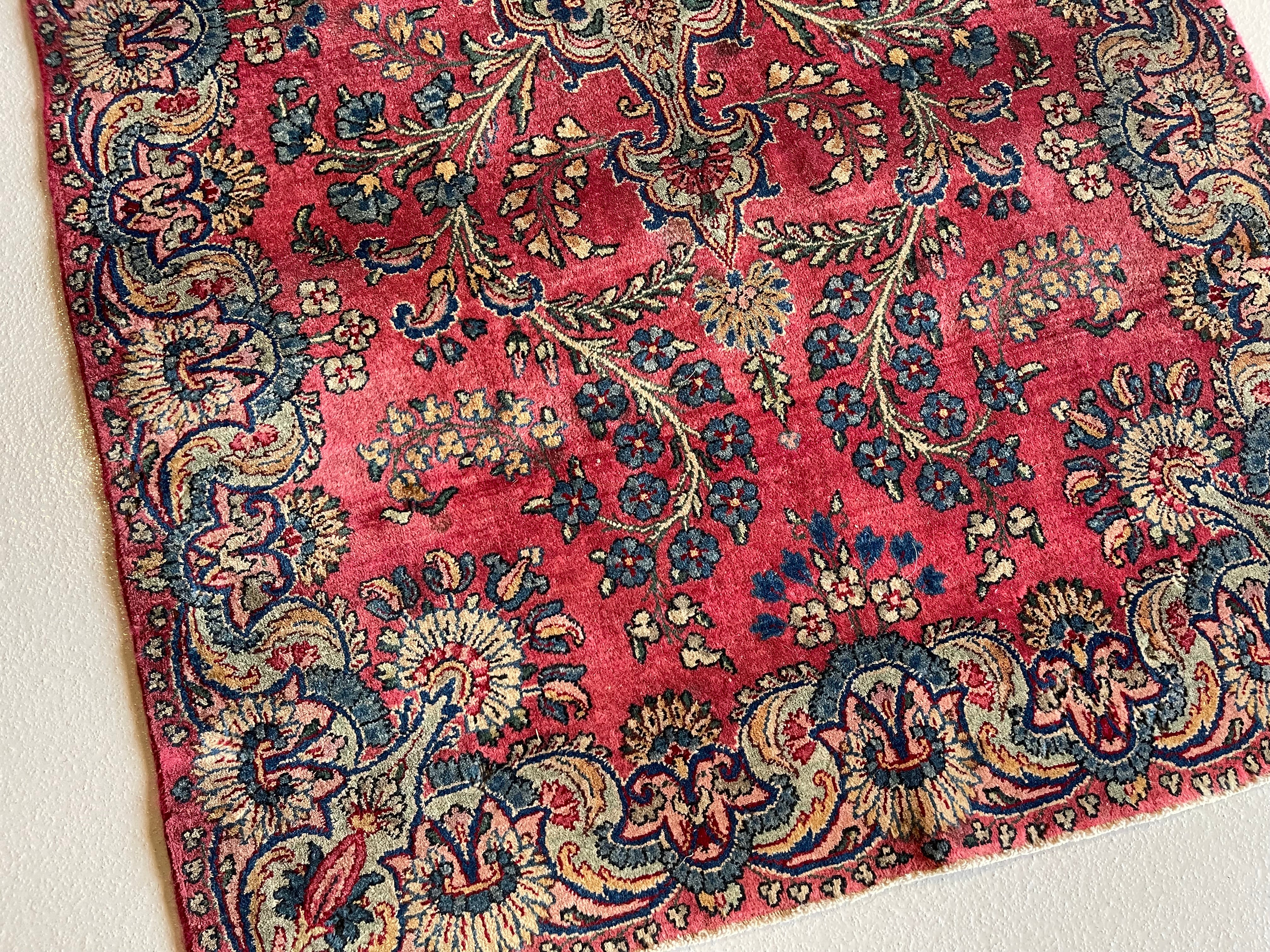 3.0' x 5.0' Antique Persian #115 Kerman Red Rug - Image 5