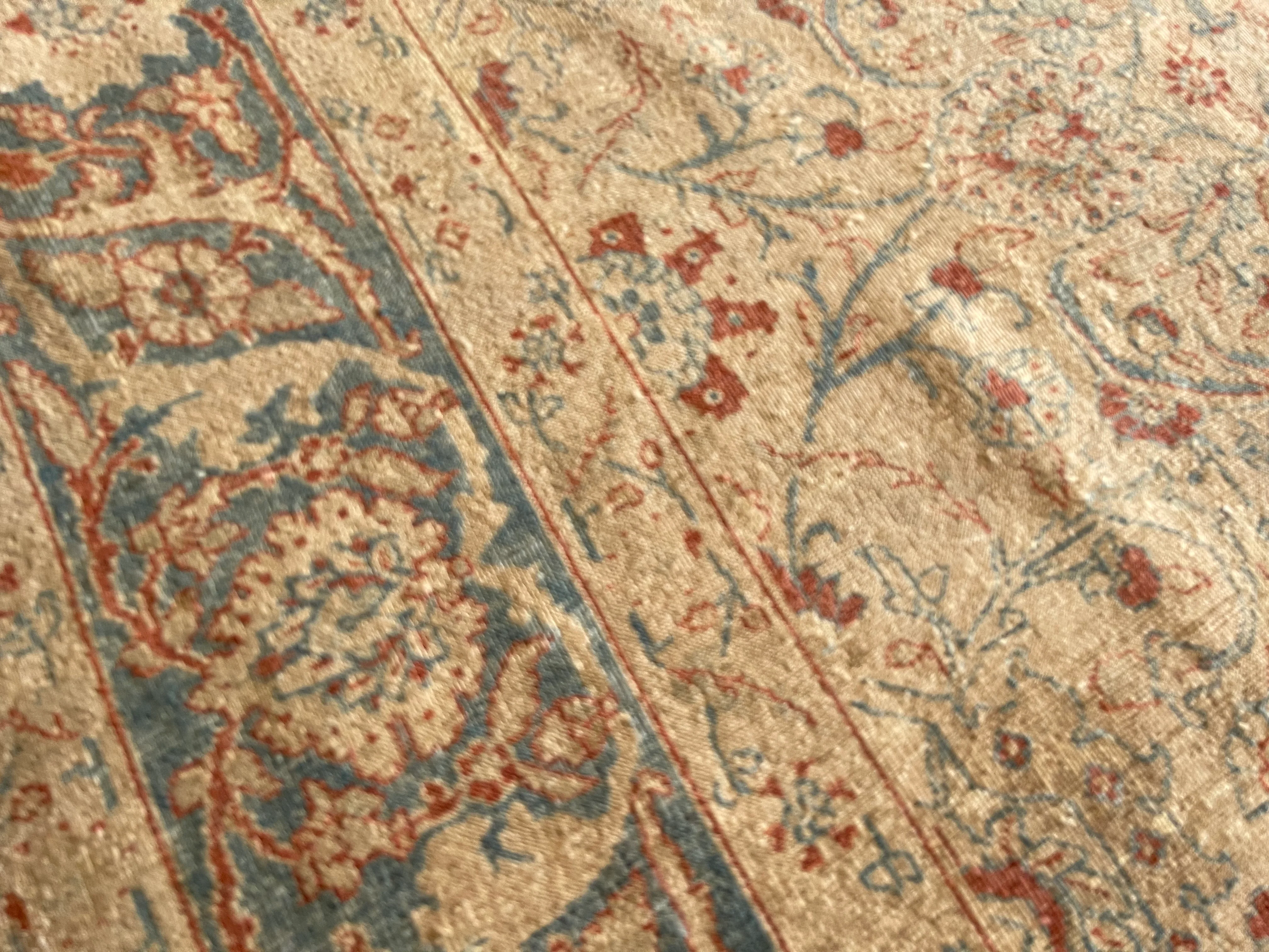 8.2' x 10.5' Antique Persian #12 Tabriz Blue Border - Image 3