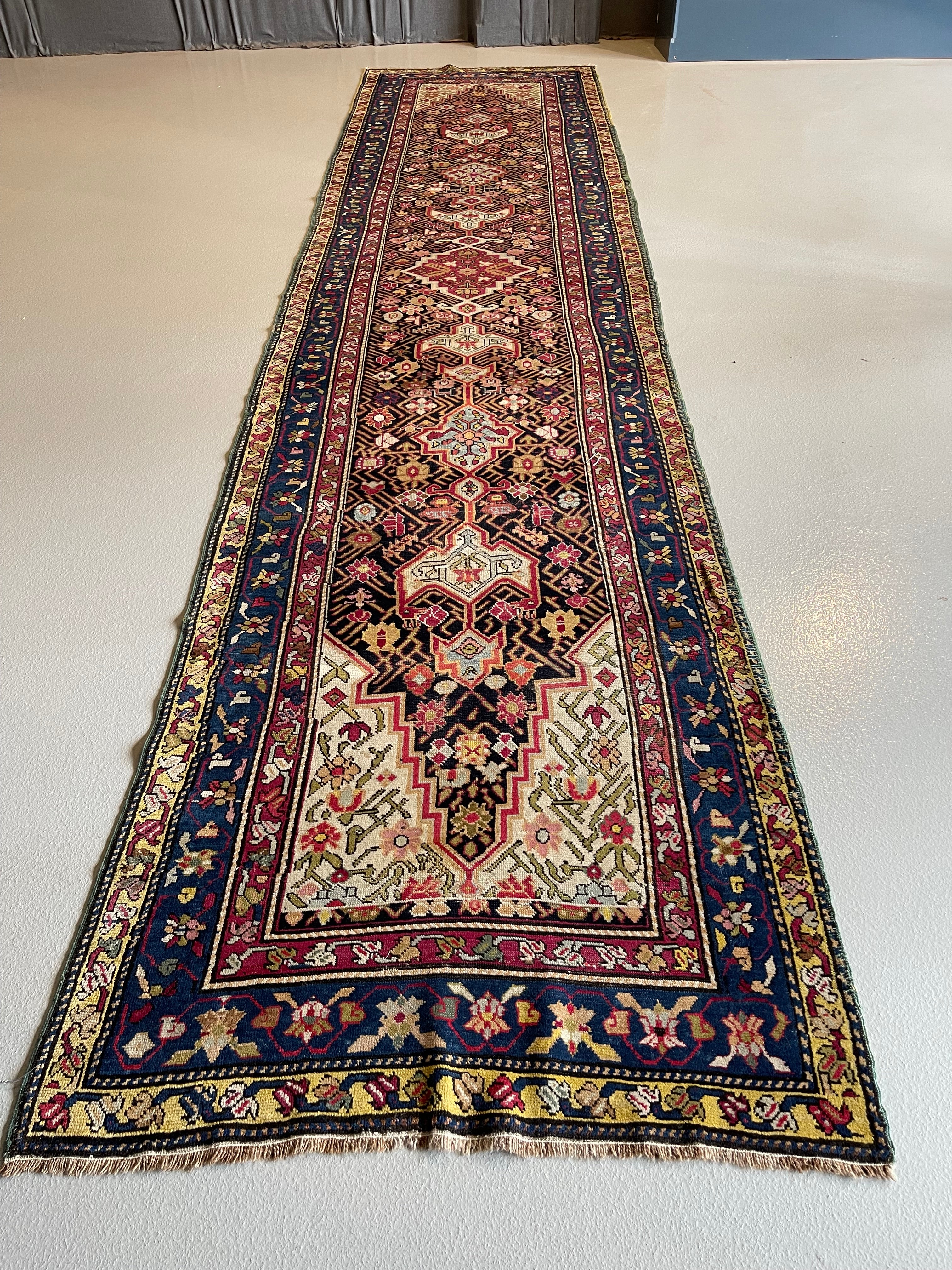 3.8' x 15.7' Antique Persian #120 Karabagh Red Rug - Image 4
