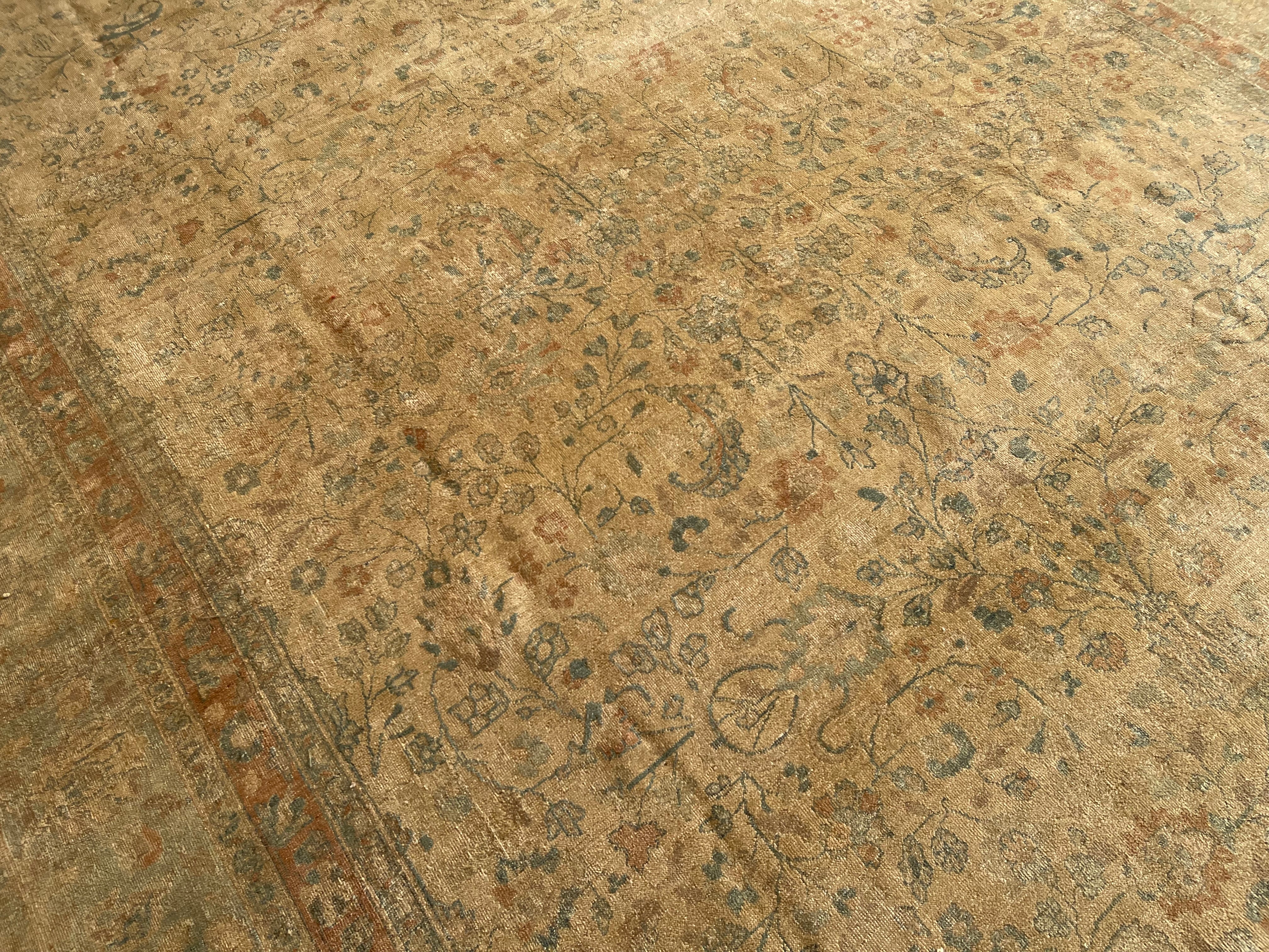 9.8' x 16.9' Antique Persian #15 Tabriz Rust Border - Image 4