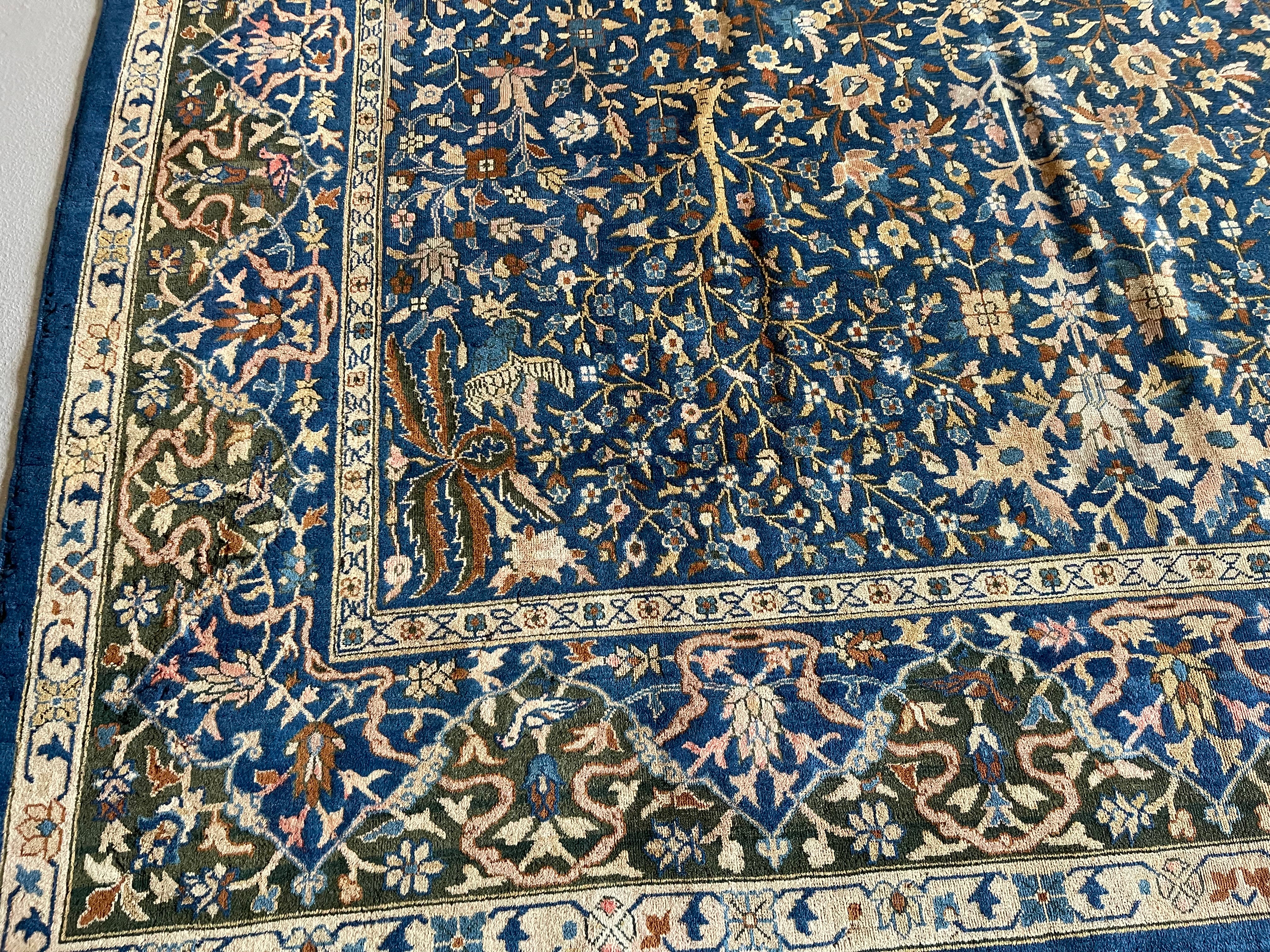 9' x 17.9' Antique Indian #23 Agra Blue Border - Image 2