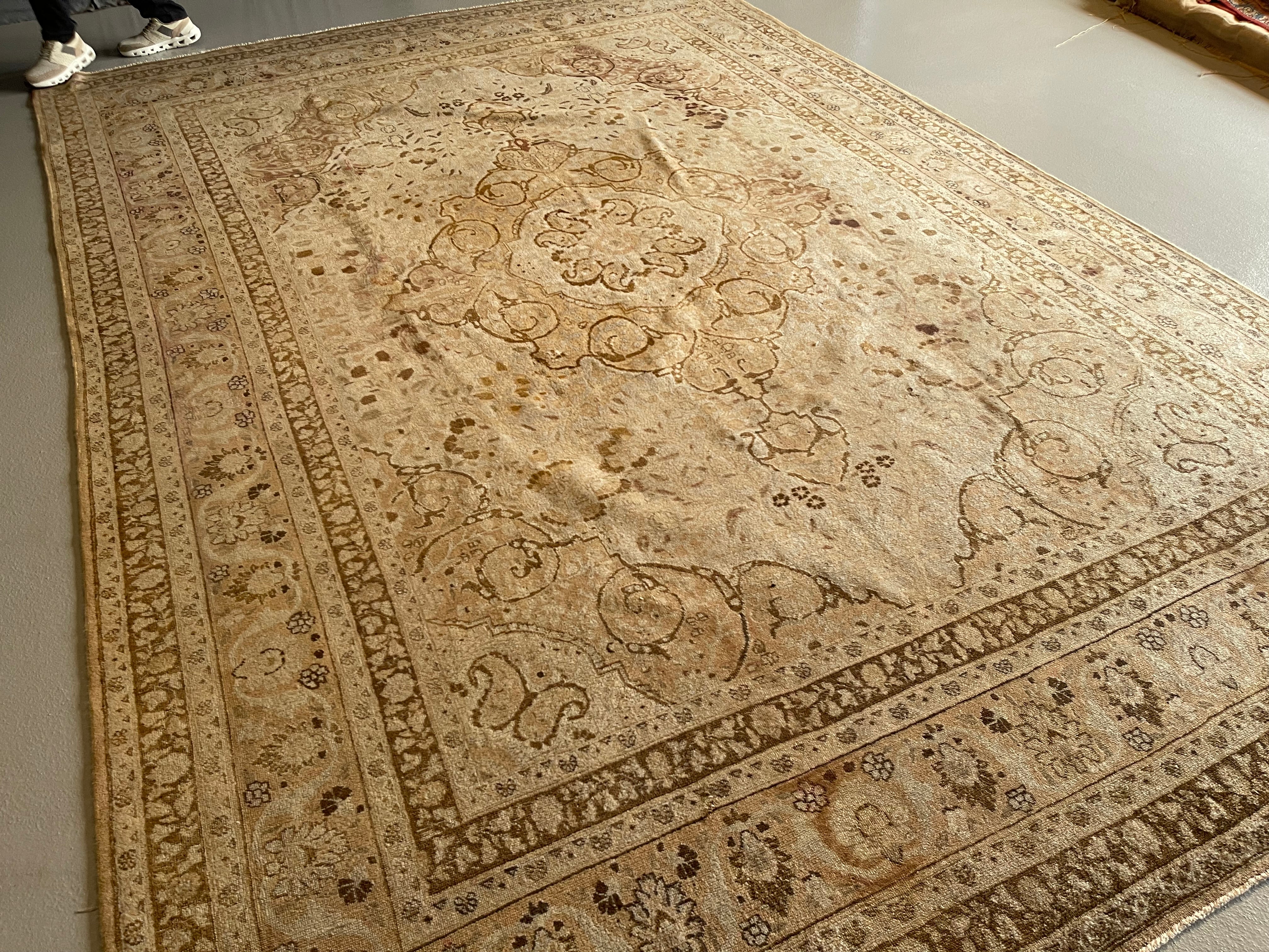 8.10' x 13.3' Antique Persian #30 Tabriz Brown Border