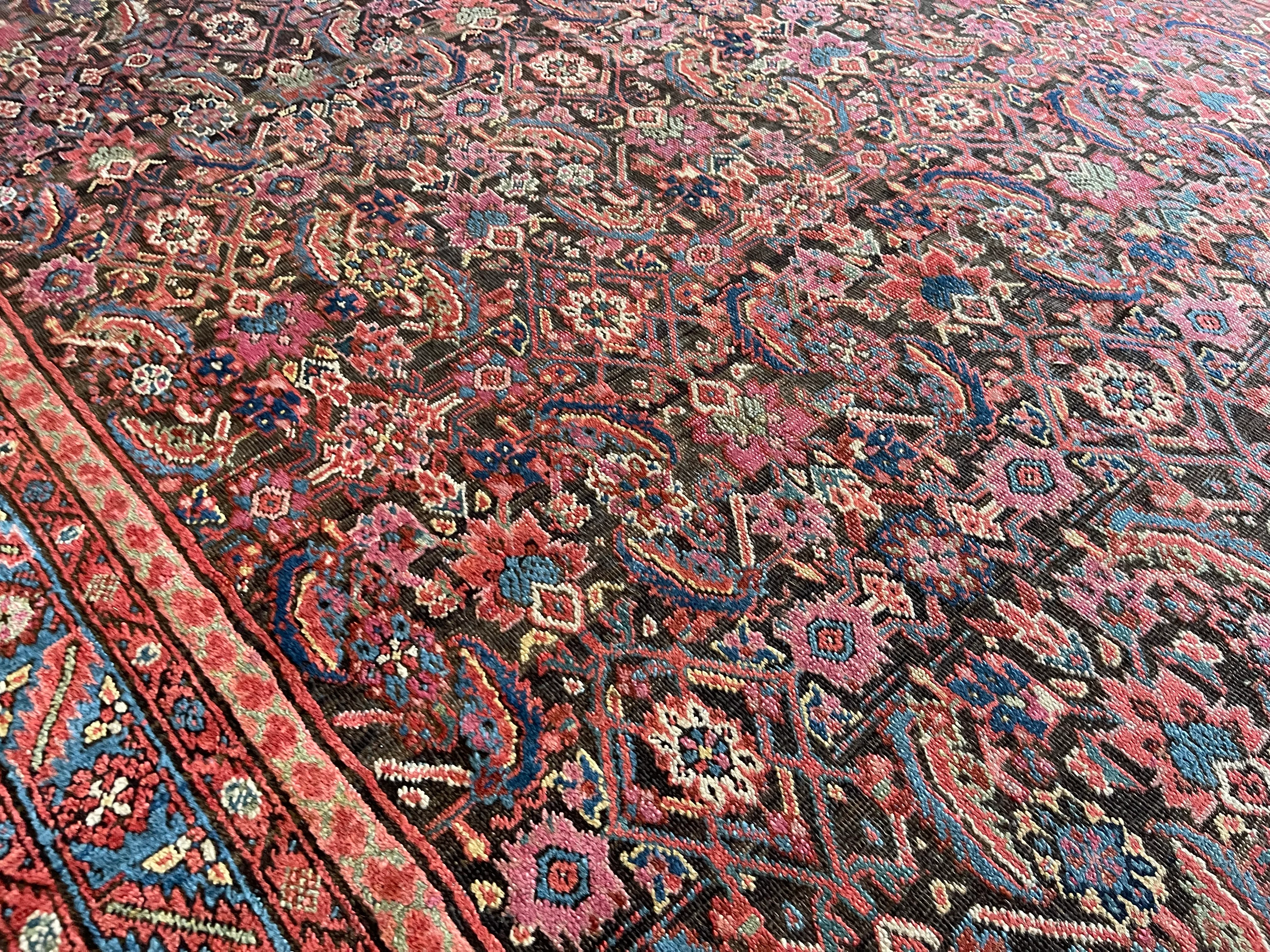 6.5' x 14' Antique Persian #31 Serape Bakshaish Teal Border - Image 5