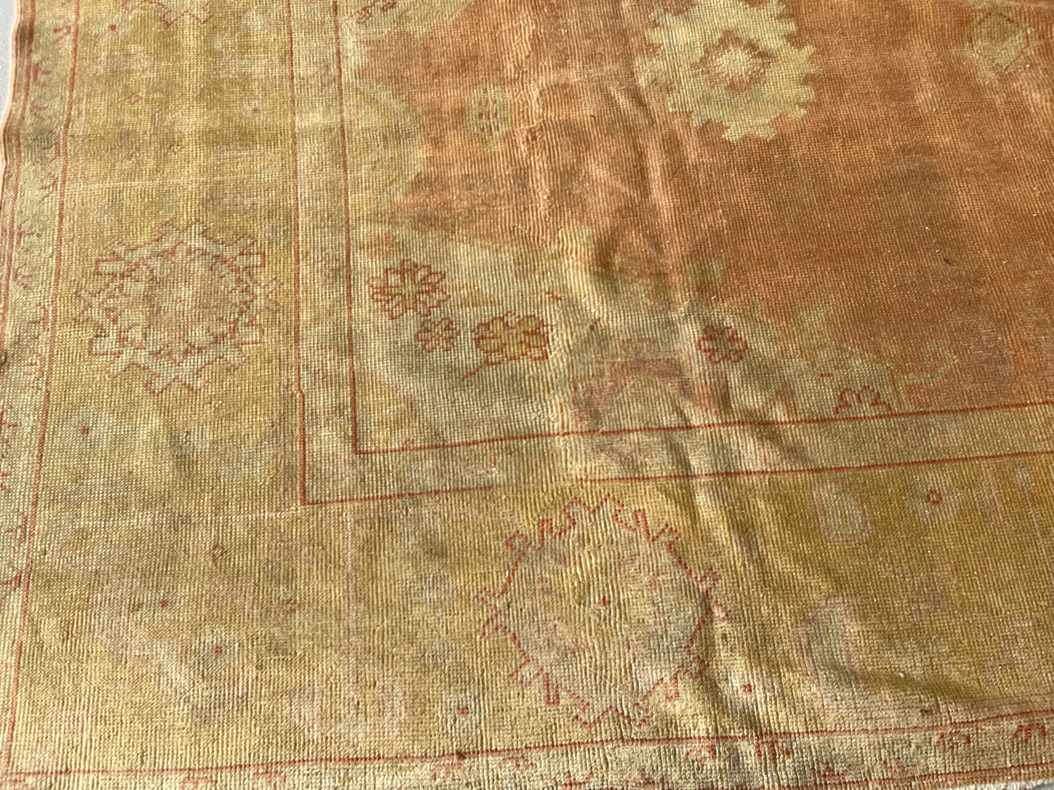 9.8' x 13' Antique Turkish #36 Oushak Cream Medallion - Image 2