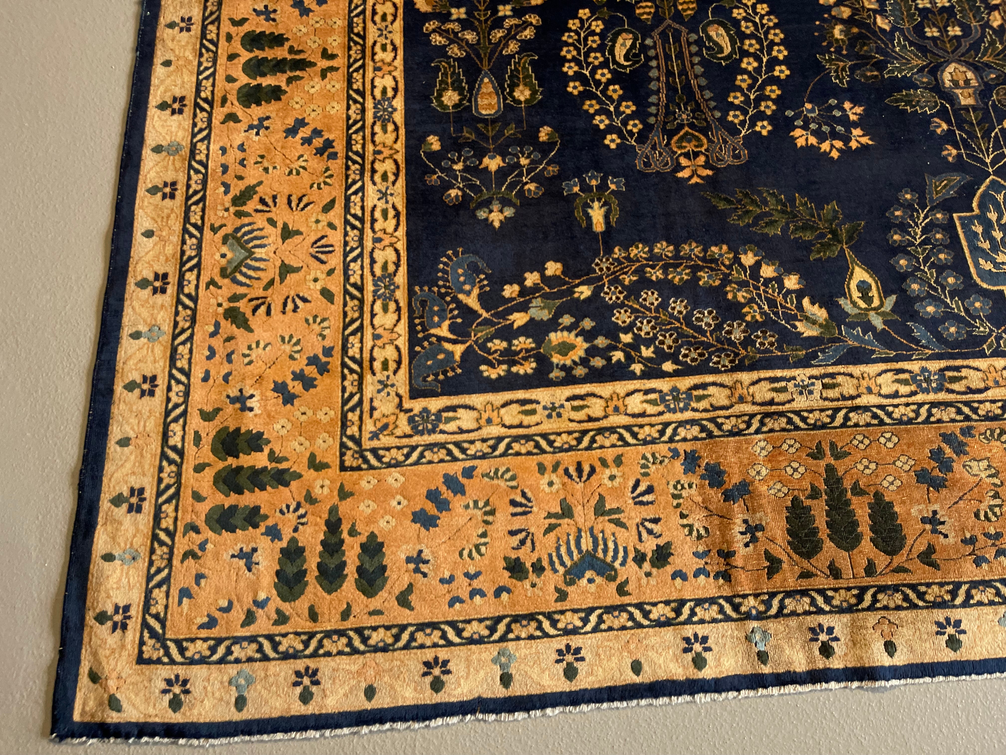 9' x 12' - Antique Indian #46 Agra Salmon Border - Image 2
