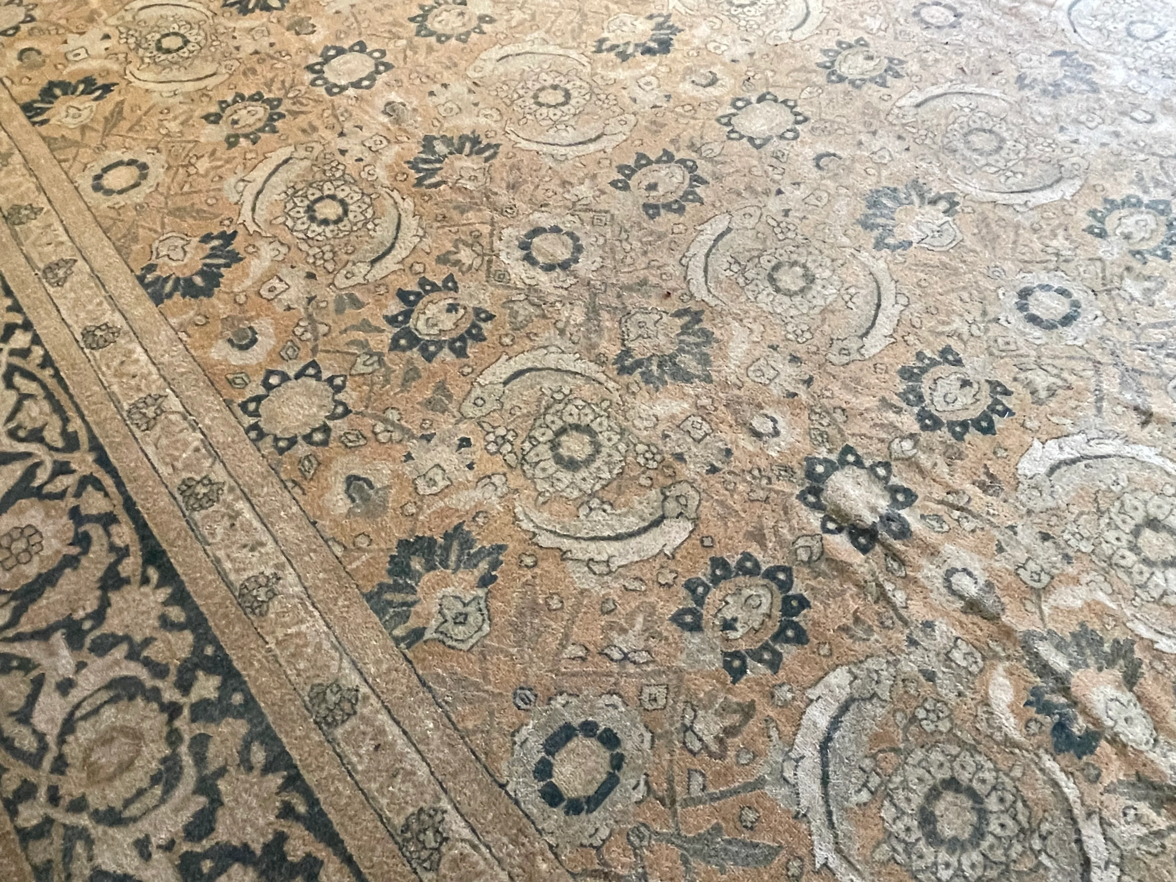12.6' x 18' Antique Persian #54 Tabriz Salmon Rug - Image 4