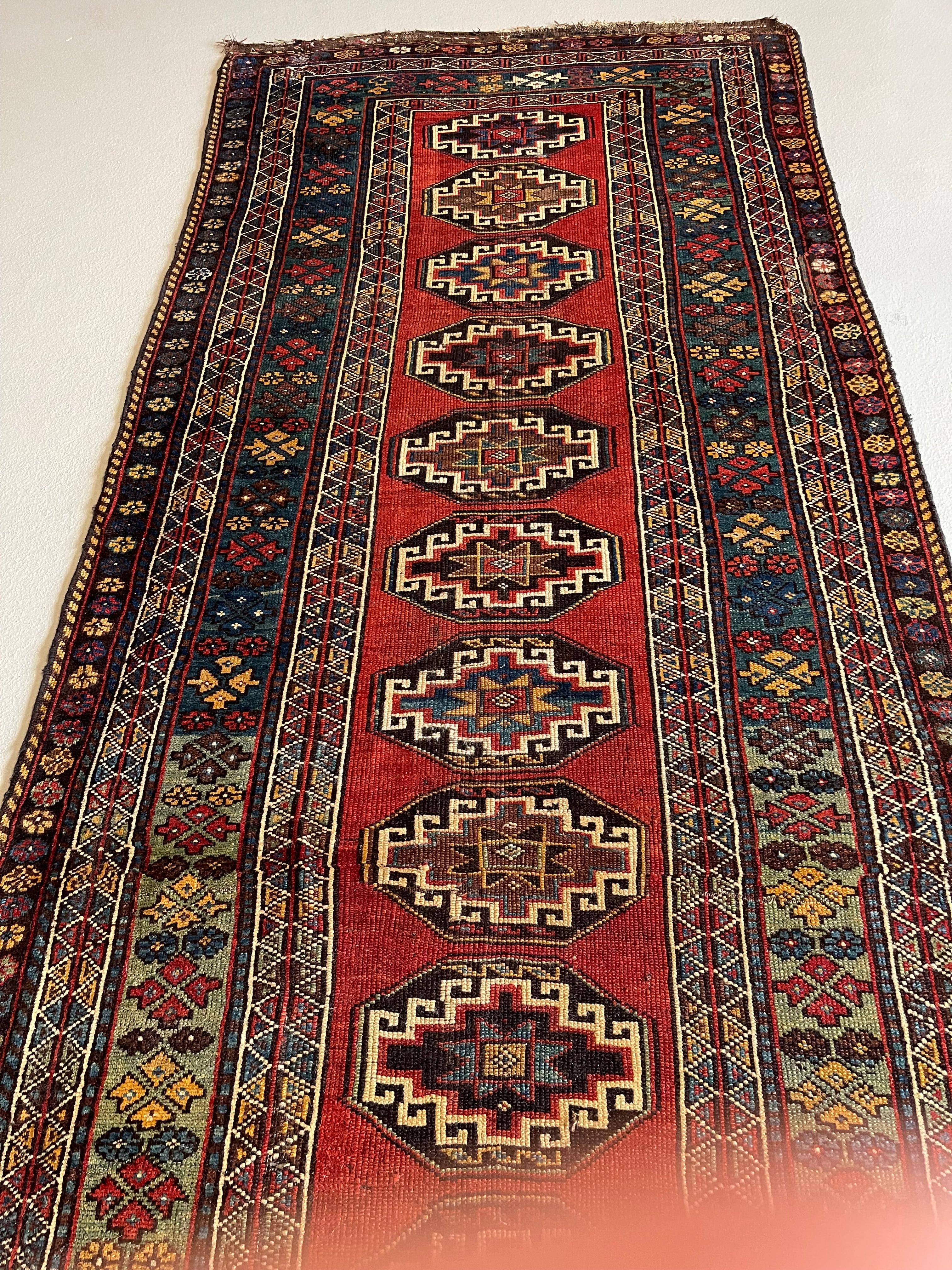 4.4' x 13.0' Antique Russian #62 Kazak Red Runner - Image 8