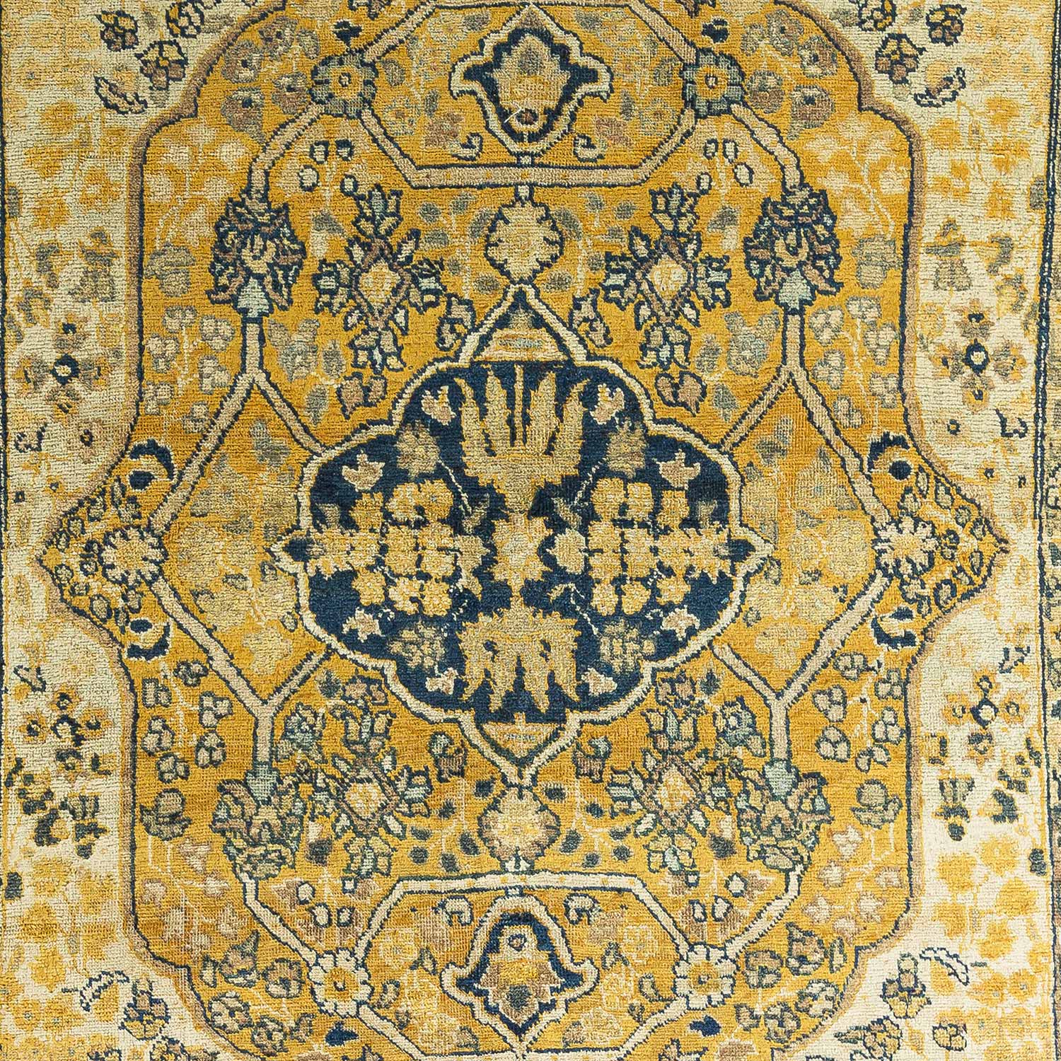 4.7' x 5.10' Antique Persian #69 Tabriz Gold Rug - Image 3