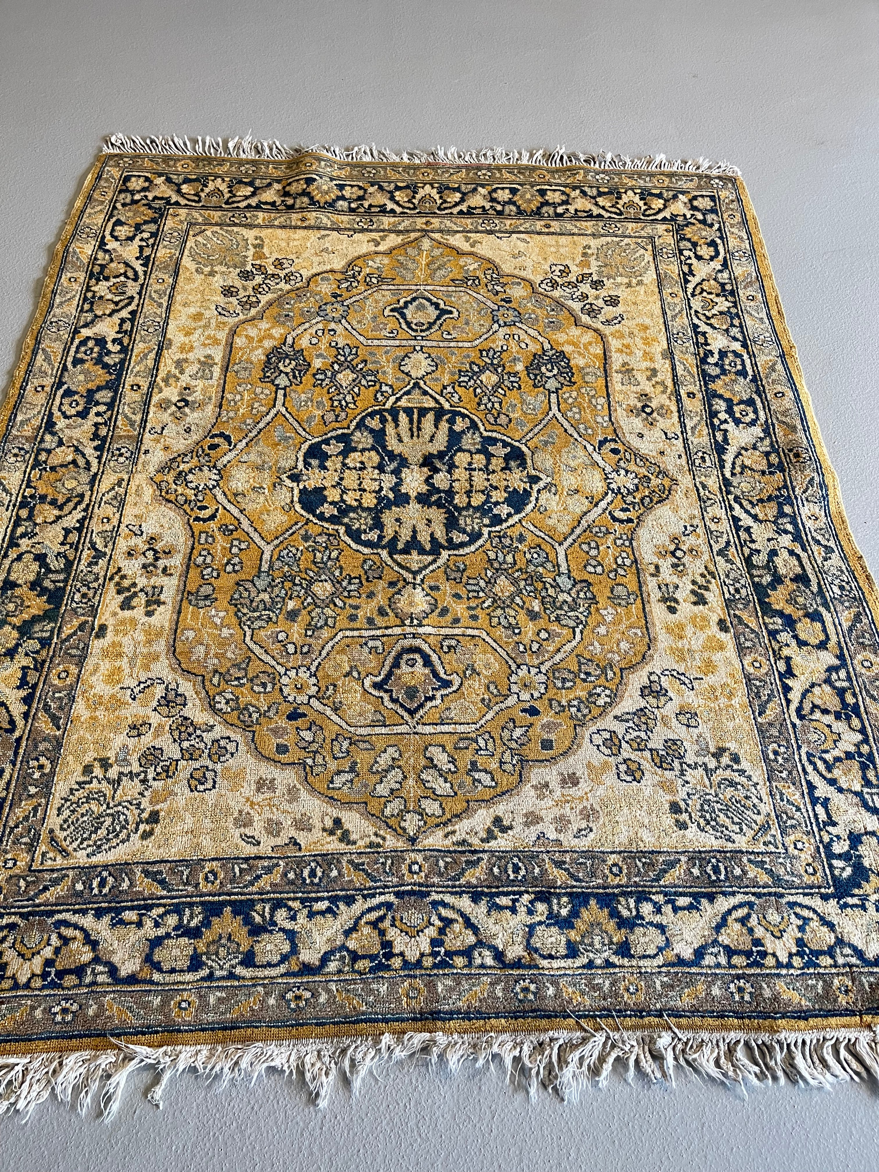 4.7' x 5.10' Antique Persian #69 Tabriz Gold Rug - Image 5