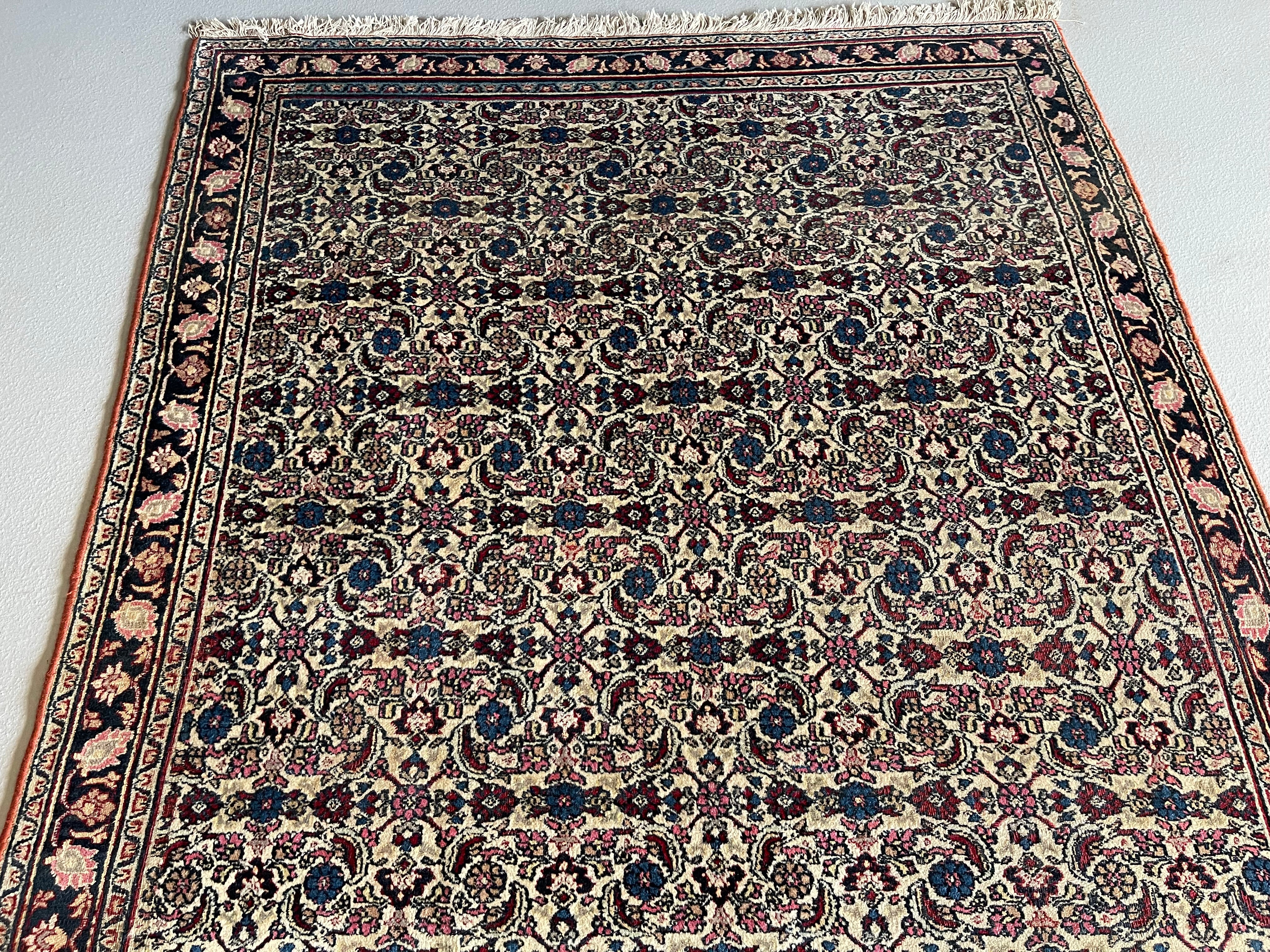 5.2' x 10.2' Antique Persian #70 Tabriz Cream/Navy - Image 5