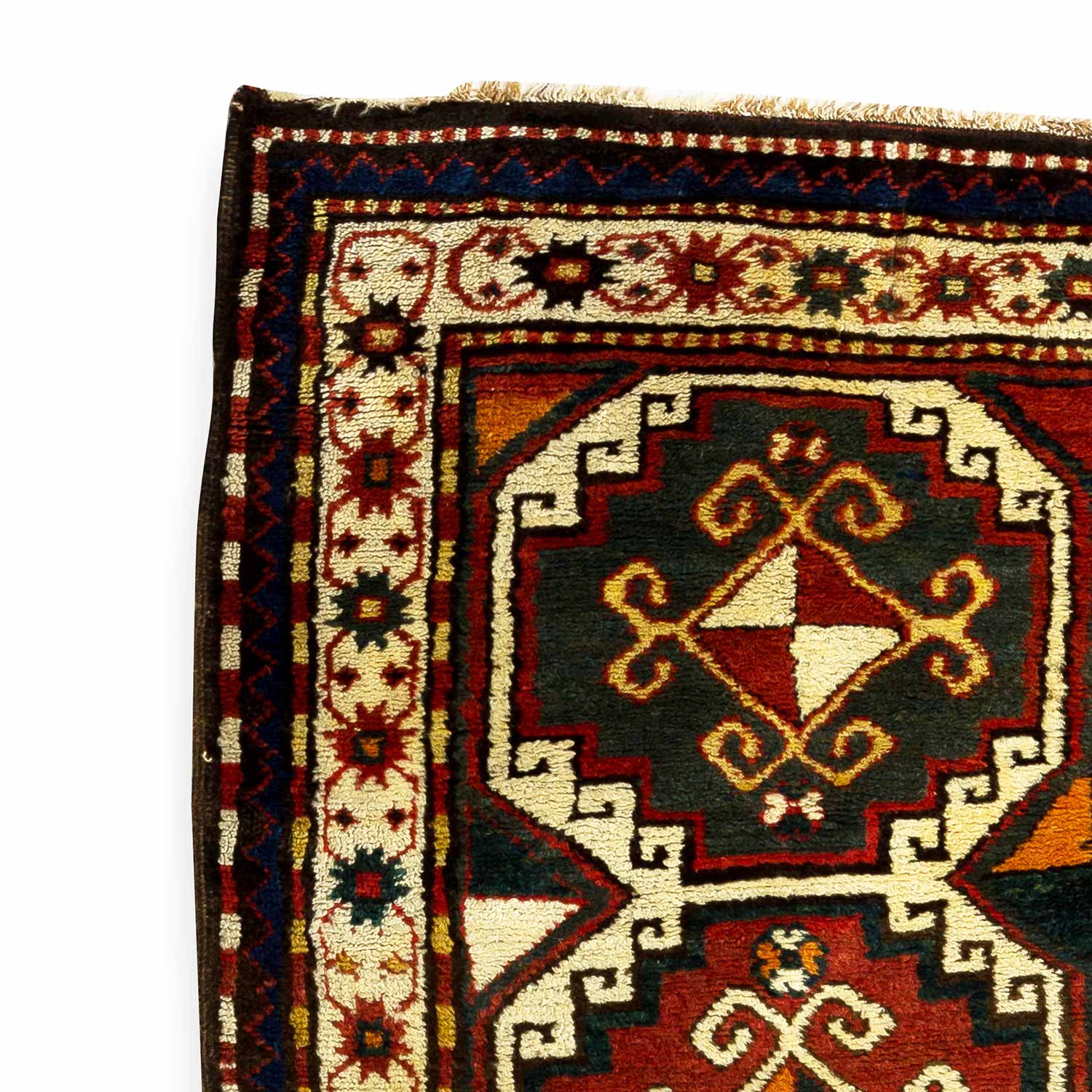 3.9' x 6.10' Antique Caucasian #77 Kazak Geometric Rug - Image 2