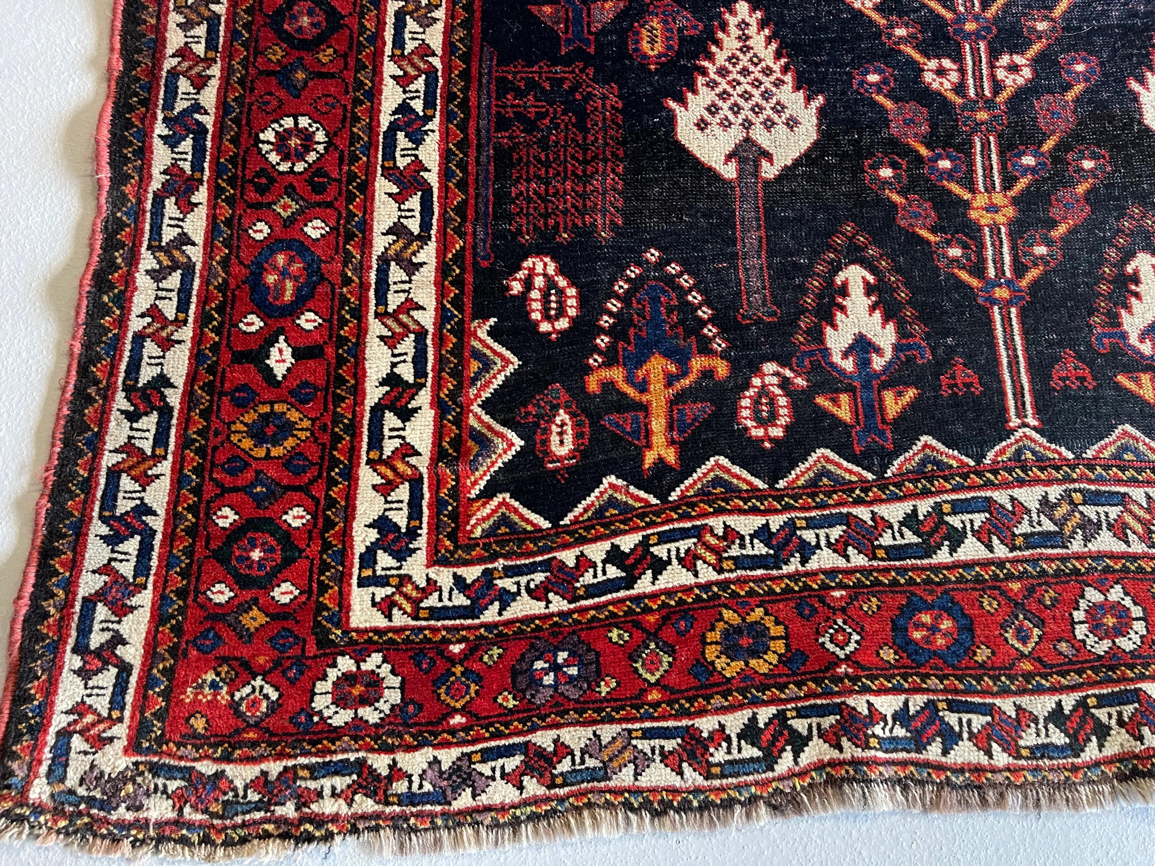 4.9' x 5.10' Antique Persian #86 Afshar Navy Rug - Image 5