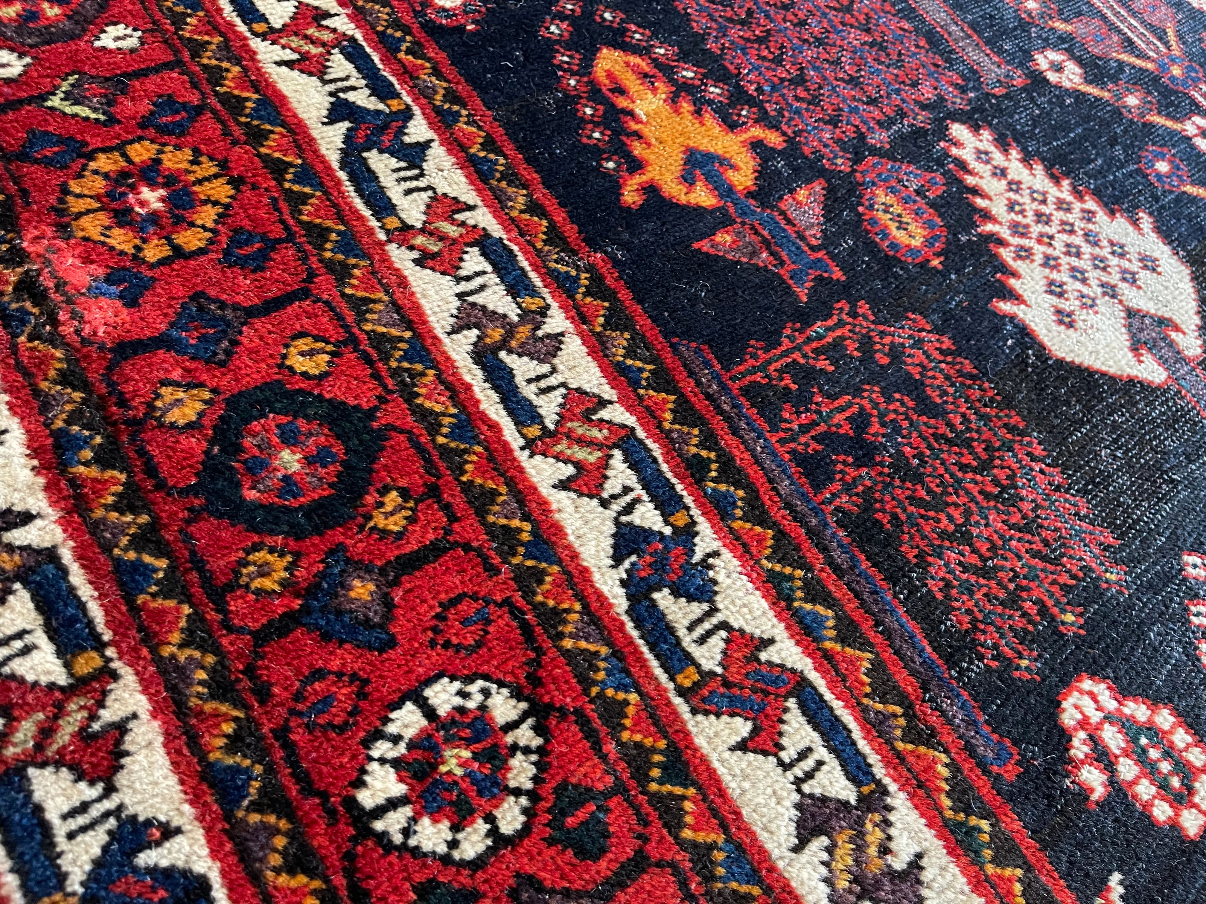 4.9' x 5.10' Antique Persian #86 Afshar Navy Rug - Image 6