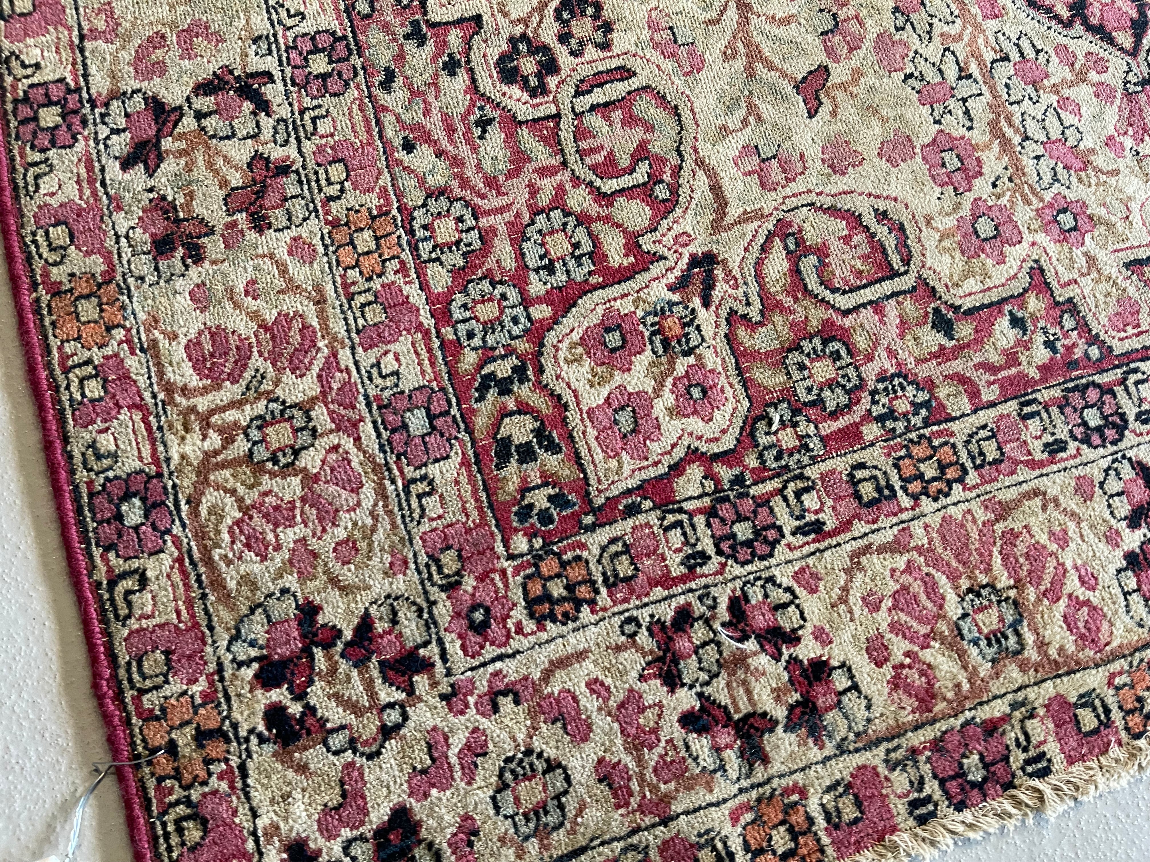 4.0' x 5.11' Antique Persian #92 Lavar Kerman Beige Rug - Image 5