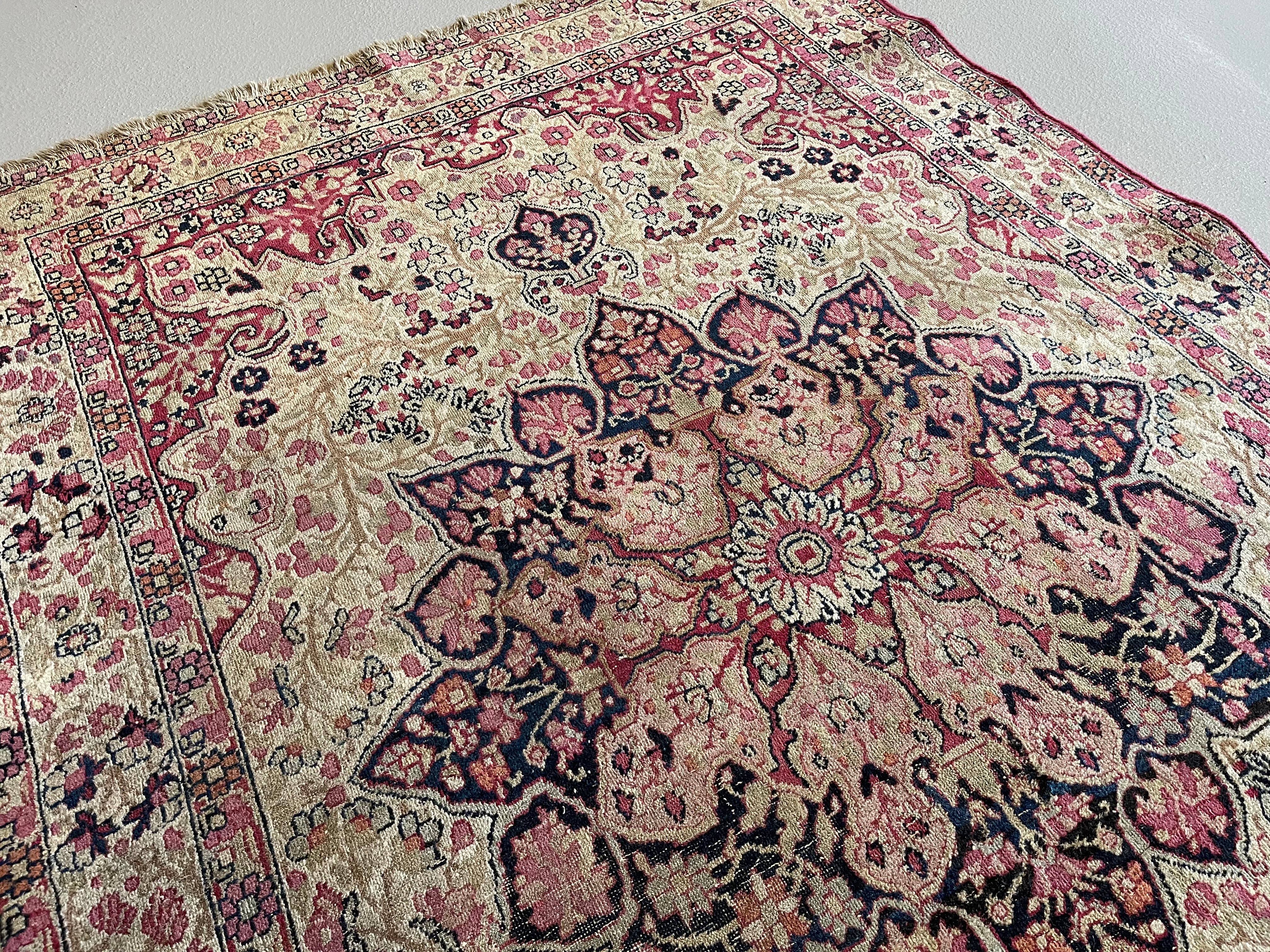 4.0' x 5.11' Antique Persian #92 Lavar Kerman Beige Rug - Image 7