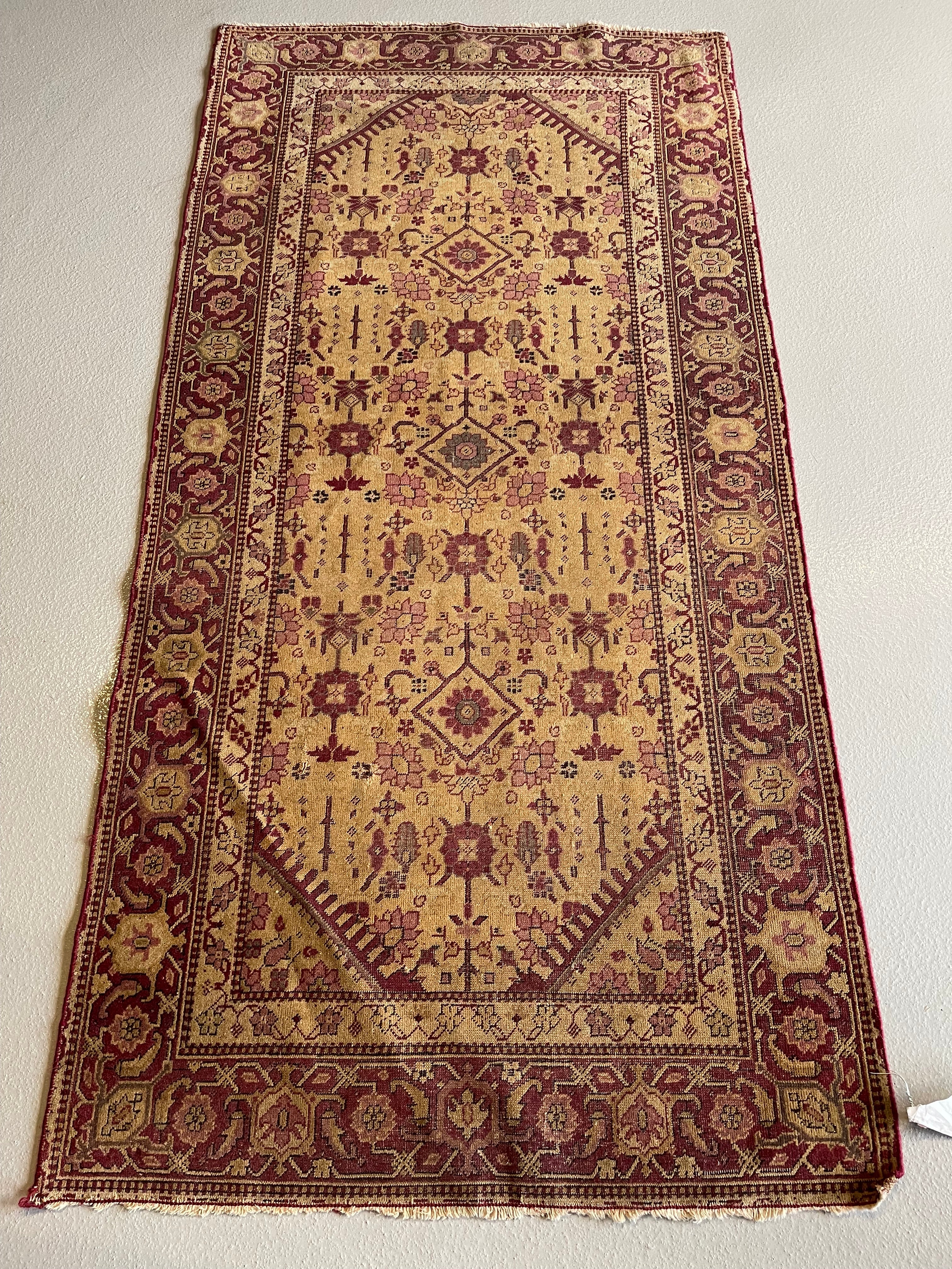 2.11' x 5.10' - Antique Indian #93 Agra Beige Rug - Image 4