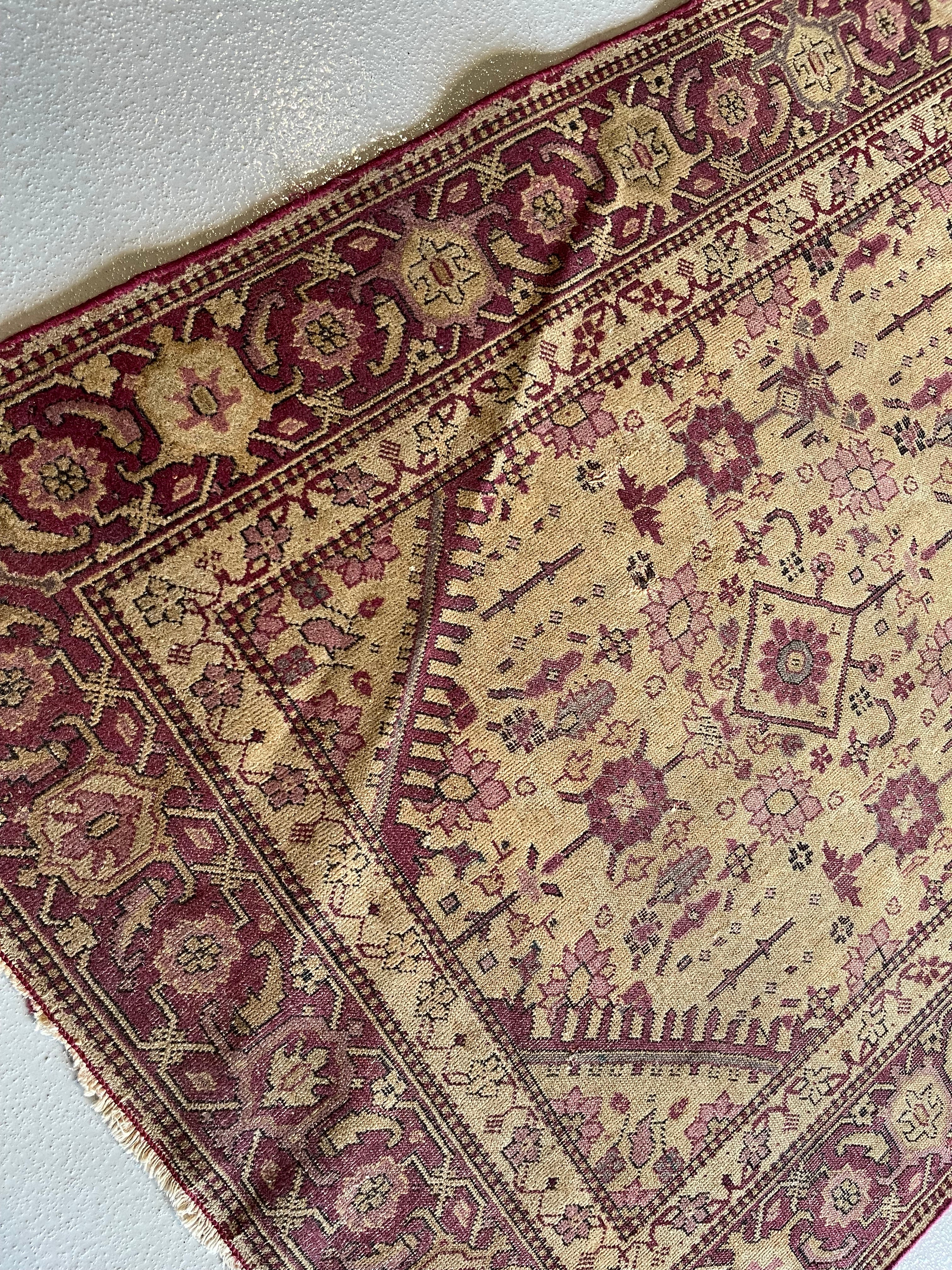 2.11' x 5.10' - Antique Indian #93 Agra Beige Rug - Image 5