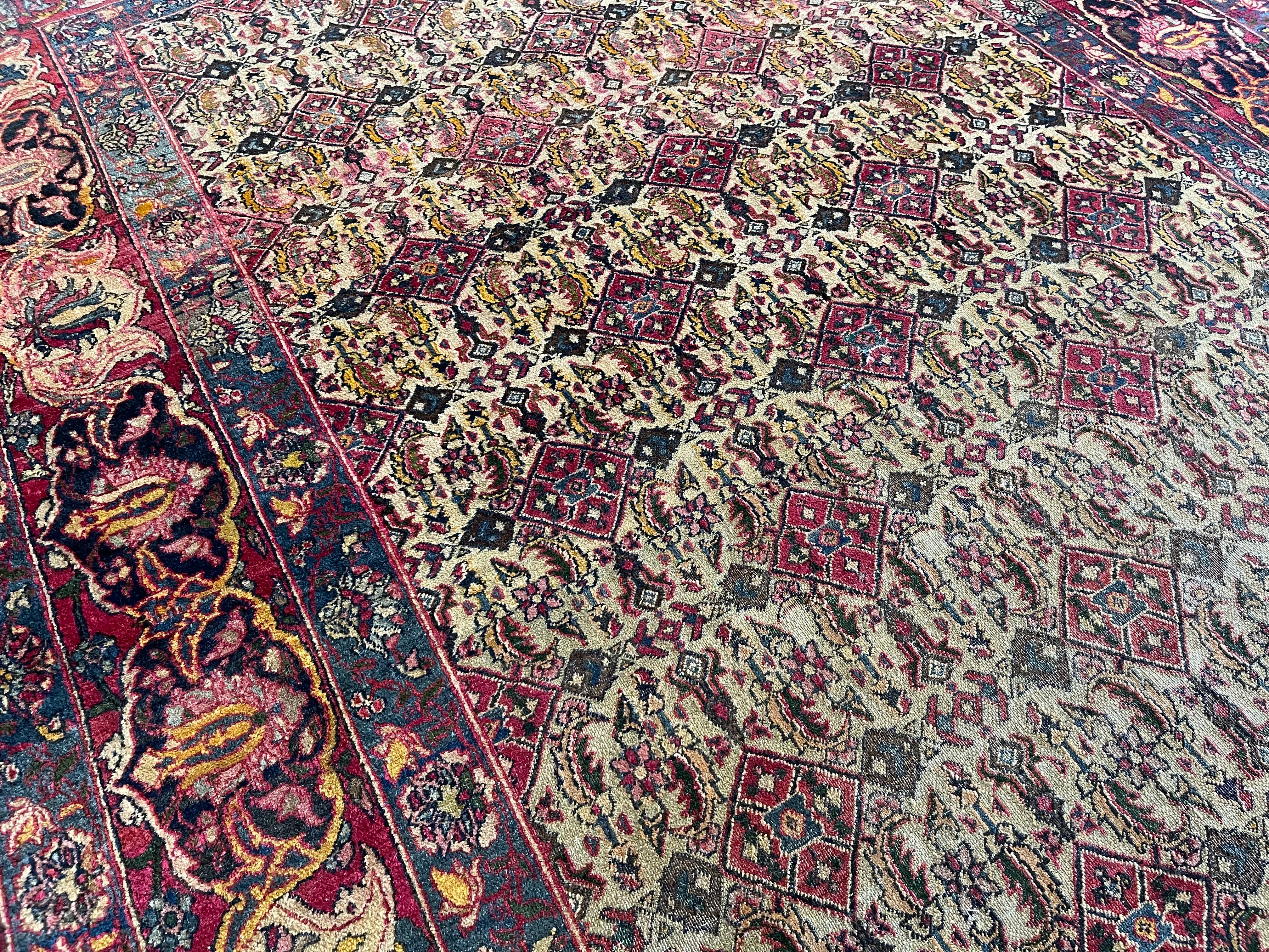 4.6' x 6.6' Antique Persian #95 Kerman Navy Rug - Image 7