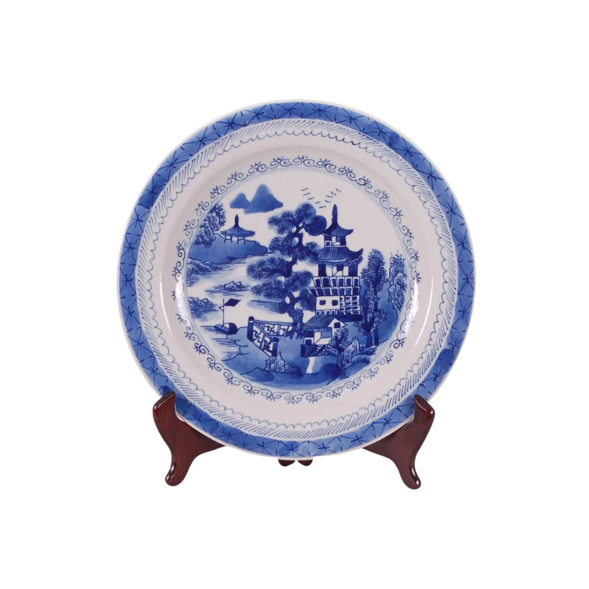 Blue and White Chinese Porcelain Plate, Canton Design - Image 2