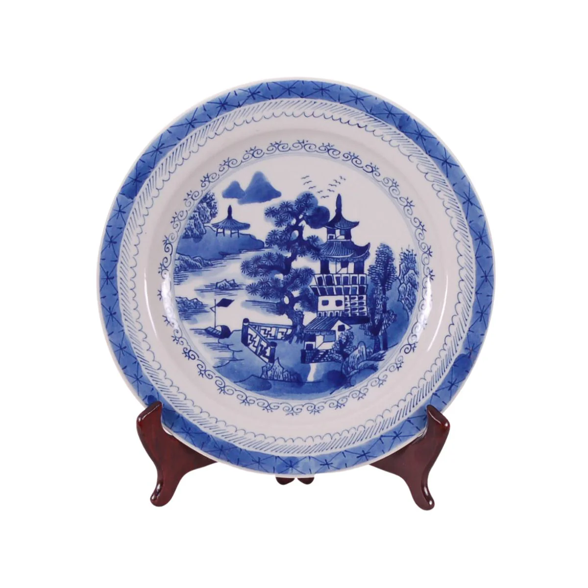 Blue and White Chinese Porcelain Plate, Canton Design - Image 3