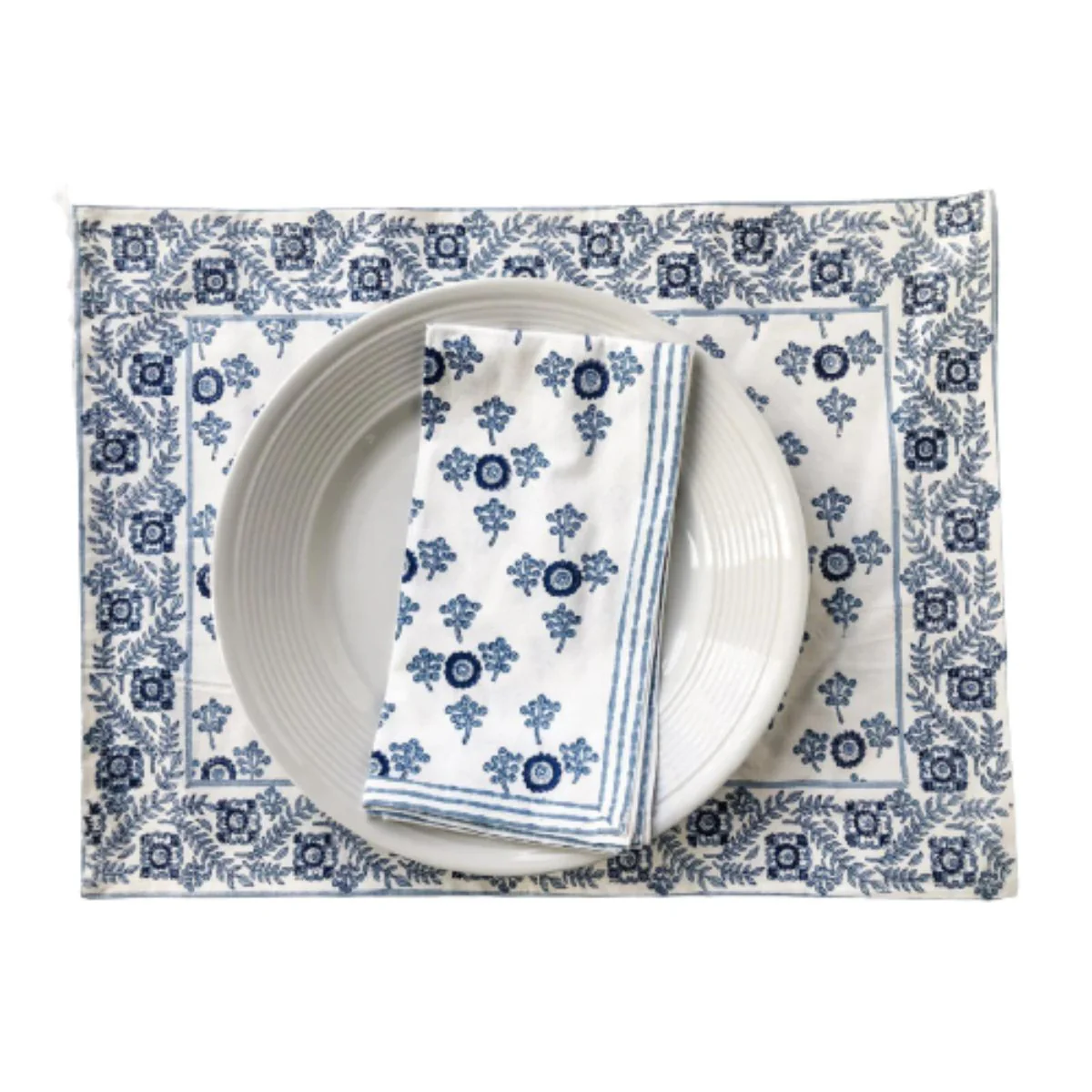 Block Printed Villa Petite Cotton Placemats, Set of 4 - Image 2
