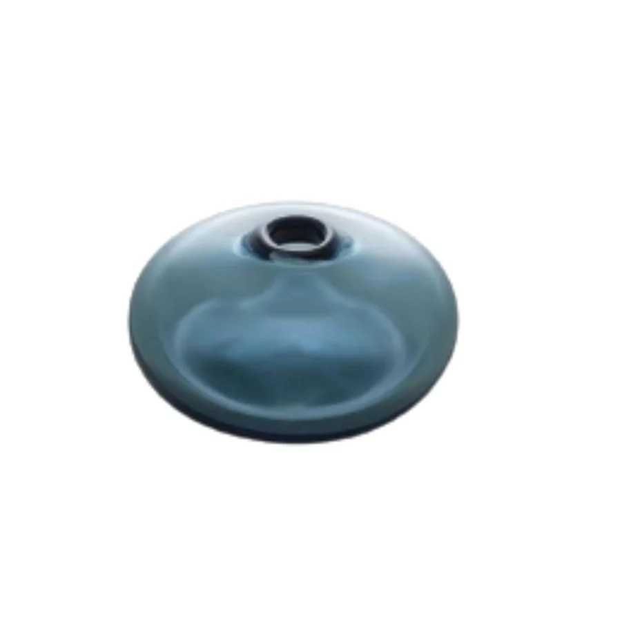 Hand Blown Glass Flat Round Bud Vase - Image 3