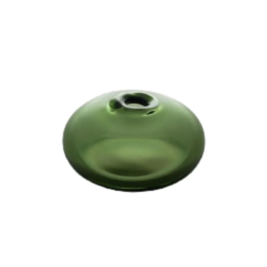 Hand Blown Glass Flat Round Bud Vase - Image 4