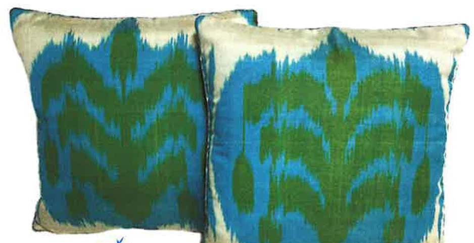 Ikat Turk Green with Fortuny Welt and Back - 15x15 - EACH