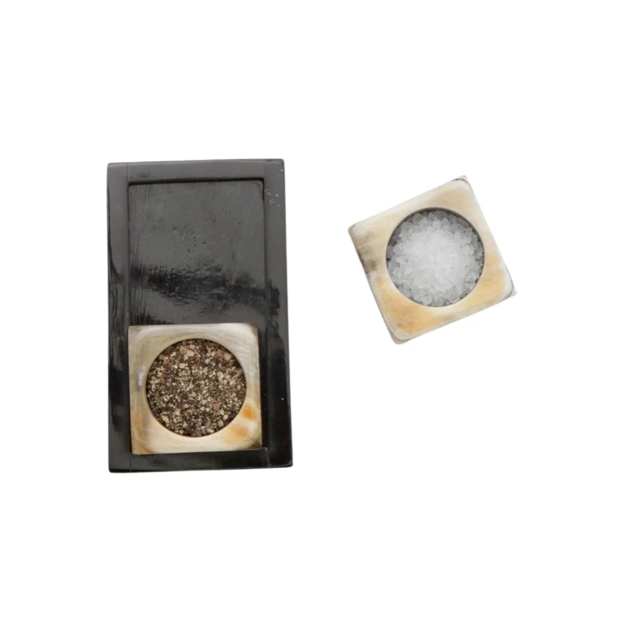 Natural & Black Horn Pinch Bowls, Set of 2 - Image 3