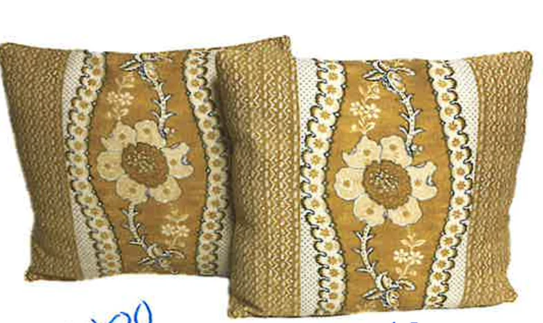 Toiles de Lapins and Fortuny Tappa with Shiraz Welt Pillows - 17x19 - EACH